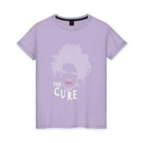 Женская футболка хлопок с принтом The Cure - face в Кировске, 100% хлопок | прямой крой, круглый вырез горловины, длина до линии бедер, слегка спущенное плечо | cure | рок