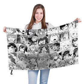 Флаг 3D с принтом Faces from Hentai в Кировске, 100% полиэстер | плотность ткани — 95 г/м2, размер — 67 х 109 см. Принт наносится с одной стороны | ahegao | anime | kodome | manga | senpai | аниме | анимэ | ахегао | кодоме | манга | меха | сенпай | юри | яой
