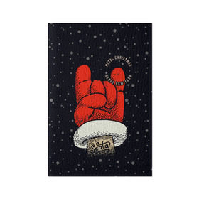Обложка для паспорта матовая кожа с принтом Metal Christmas Heavy New Year в Кировске, натуральная матовая кожа | размер 19,3 х 13,7 см; прозрачные пластиковые крепления | christmas | gesture | hand | heavy new year | holiday | metal christmas | music | new year | rock | santa claus | snow | winter | жест | зима | металл рождество | музыка | новый год | праздник | рождество | рок | рука | санта клаус | снег | тяжелый новый 
