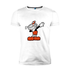 Мужская футболка премиум с принтом Cuphead Dab в Кировске, 92% хлопок, 8% лайкра | приталенный силуэт, круглый вырез ворота, длина до линии бедра, короткий рукав | 