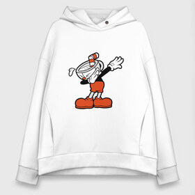 Женское худи Oversize хлопок с принтом Cuphead Dab в Кировске, френч-терри — 70% хлопок, 30% полиэстер. Мягкий теплый начес внутри —100% хлопок | боковые карманы, эластичные манжеты и нижняя кромка, капюшон на магнитной кнопке | Тематика изображения на принте: 