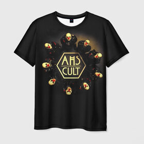 Мужская футболка 3D с принтом AHS Cult в Кировске, 100% полиэфир | прямой крой, круглый вырез горловины, длина до линии бедер | ahs | ahs cult | american horror story | american horror story cult | аиу | американская история ужасов | клоуны | страшно | ужасы