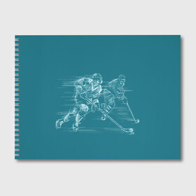 Альбом для рисования с принтом Хоккей в Кировске, 100% бумага
 | матовая бумага, плотность 200 мг. | Тематика изображения на принте: клюшка | кхл | нхл | хокей | хоккесит