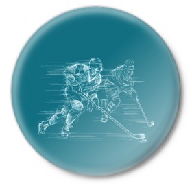 Значок с принтом Хоккей в Кировске,  металл | круглая форма, металлическая застежка в виде булавки | Тематика изображения на принте: клюшка | кхл | нхл | хокей | хоккесит