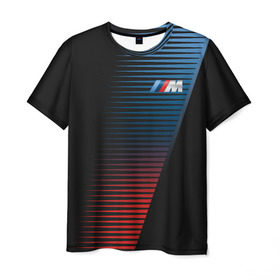 Мужская футболка 3D с принтом BMW 2018 Brand Colors Lines в Кировске, 100% полиэфир | прямой крой, круглый вырез горловины, длина до линии бедер | 