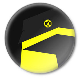 Значок с принтом Borussia 2018 Geometry Sport в Кировске,  металл | круглая форма, металлическая застежка в виде булавки | fc |  borussia dortmund | боруссия | спорт | спортивные | фк | футбол | футбольный клуб
