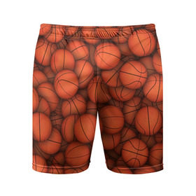 Мужские шорты 3D спортивные с принтом Баскетбольные мячи в Кировске,  |  | basketball | баскетбол | мяч | мячик | оранжевый | паттерн | спорт | текстура