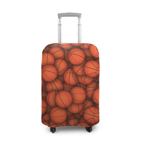 Чехол для чемодана 3D с принтом Баскетбольные мячи в Кировске, 86% полиэфир, 14% спандекс | двустороннее нанесение принта, прорези для ручек и колес | basketball | баскетбол | мяч | мячик | оранжевый | паттерн | спорт | текстура