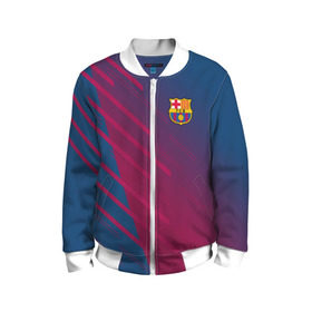 Детский бомбер 3D с принтом FC Barca 2018 Creative uniform в Кировске, 100% полиэстер | застегивается на молнию, по бокам два кармана без застежек, мягкие манжеты, по низу бомбера и на воротнике — эластичная резинка | 