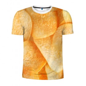 Мужская футболка 3D спортивная с принтом Чипсы в Кировске, 100% полиэстер с улучшенными характеристиками | приталенный силуэт, круглая горловина, широкие плечи, сужается к линии бедра | чипсы