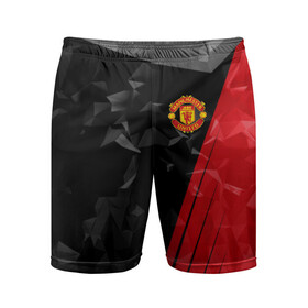 Мужские шорты спортивные с принтом F.C.M.U 2018 Abstract uniform в Кировске,  |  | fc | manchester united | манчестер юнайтед | спорт | спортивные | фк | футбол | футбольный клуб