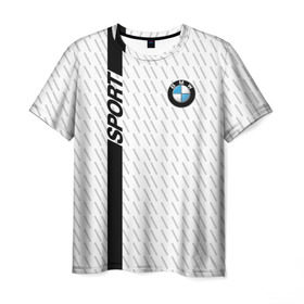 Мужская футболка 3D с принтом BMW 2018 White Sport в Кировске, 100% полиэфир | прямой крой, круглый вырез горловины, длина до линии бедер | bmw | автомобильные | бмв | машины