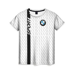 Женская футболка 3D с принтом BMW 2018 White Sport в Кировске, 100% полиэфир ( синтетическое хлопкоподобное полотно) | прямой крой, круглый вырез горловины, длина до линии бедер | bmw | автомобильные | бмв | машины