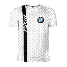 Мужская футболка 3D спортивная с принтом BMW 2018 White Sport в Кировске, 100% полиэстер с улучшенными характеристиками | приталенный силуэт, круглая горловина, широкие плечи, сужается к линии бедра | bmw | автомобильные | бмв | машины
