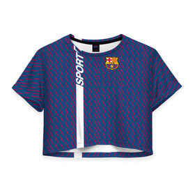 Женская футболка 3D укороченная с принтом FC Barca 2018 Creative uniform в Кировске, 100% полиэстер | круглая горловина, длина футболки до линии талии, рукава с отворотами | Тематика изображения на принте: fc | fc barcelona | fcb | барселона | спорт | спортивные | фк | футбол | футбольный клуб