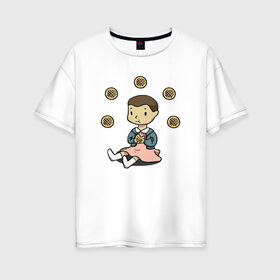 Женская футболка хлопок Oversize с принтом Eggos в Кировске, 100% хлопок | свободный крой, круглый ворот, спущенный рукав, длина до линии бедер
 | stranger things | очень странные дела