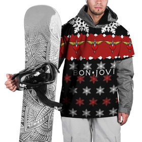 Накидка на куртку 3D с принтом Праздничный Bon Jovi в Кировске, 100% полиэстер |  | bon | jovi | бон | группа | джови | новогодний | новый год | праздник | рождество | рок | снежинки