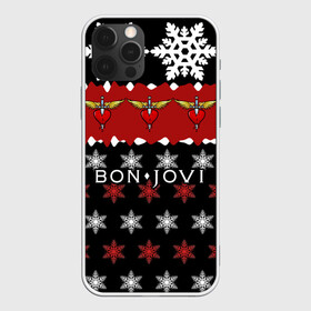 Чехол для iPhone 12 Pro с принтом Праздничный Bon Jovi в Кировске, силикон | область печати: задняя сторона чехла, без боковых панелей | bon | jovi | бон | группа | джови | новогодний | новый год | праздник | рождество | рок | снежинки