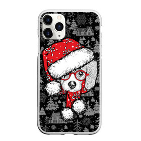 Чехол для iPhone 11 Pro Max матовый с принтом Собака Санта в Кировске, Силикон |  | Тематика изображения на принте: дед мороз | новогодний | рождество | шапка | шарф
