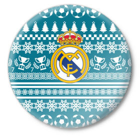 Значок с принтом Ronaldo 7 Новогодний в Кировске,  металл | круглая форма, металлическая застежка в виде булавки | fc | real madrid | реал мадрид | спорт | спортивные | фк | футбол | футбольный клуб