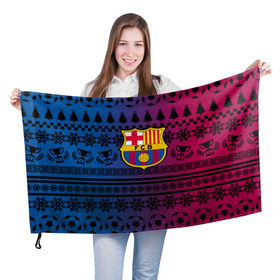 Флаг 3D с принтом FC Barca Новогодний в Кировске, 100% полиэстер | плотность ткани — 95 г/м2, размер — 67 х 109 см. Принт наносится с одной стороны | fc | fc barcelona | fcb | барселона | спорт | спортивные | фк | футбол | футбольный клуб