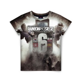 Детская футболка 3D с принтом Tom Clancy Rainbow Six Siege в Кировске, 100% гипоаллергенный полиэфир | прямой крой, круглый вырез горловины, длина до линии бедер, чуть спущенное плечо, ткань немного тянется | 6 | rainbow six | siege | война | игра | оружие | осада | шутер