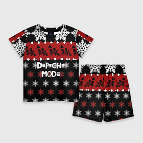 Детский костюм с шортами 3D с принтом Праздничный Depeche Mode в Кировске,  |  | depeche mode | вестник моды | депеш мод | дэйв гаан | мартин гор | новогодний | новый год | рождество | роза | снежинки | энди флетчер