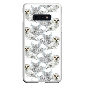 Чехол для Samsung S10E с принтом Owl with roses в Кировске, Силикон | Область печати: задняя сторона чехла, без боковых панелей | flowers | owl | owls | roses | розы | сова | совы | цветы