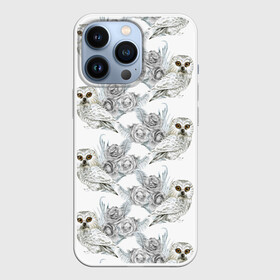 Чехол для iPhone 13 Pro с принтом Owl with roses в Кировске,  |  | Тематика изображения на принте: flowers | owl | owls | roses | розы | сова | совы | цветы