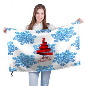 Флаг 3D с принтом Merry christmas в Кировске, 100% полиэстер | плотность ткани — 95 г/м2, размер — 67 х 109 см. Принт наносится с одной стороны | 