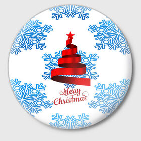 Значок с принтом Merry christmas в Кировске,  металл | круглая форма, металлическая застежка в виде булавки | 