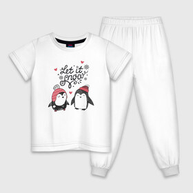Детская пижама хлопок с принтом Пингвинчики в Кировске, 100% хлопок |  брюки и футболка прямого кроя, без карманов, на брюках мягкая резинка на поясе и по низу штанин
 | зима | новый год | пингвин | подарок | рождество