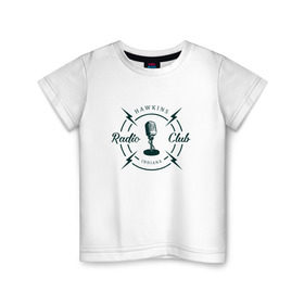 Детская футболка хлопок с принтом Hawkins radio club в Кировске, 100% хлопок | круглый вырез горловины, полуприлегающий силуэт, длина до линии бедер | stranger things | логотип | триллер