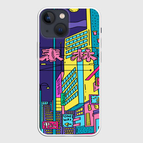 Чехол для iPhone 13 mini с принтом Токио в Кировске,  |  | азия | буквы | вывески | иероглифы | кислота | мегаполис | неон | неонуар | флуо | япония | яркий