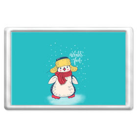 Магнит 45*70 с принтом Пингвин в шарфе в Кировске, Пластик | Размер: 78*52 мм; Размер печати: 70*45 | зима | новый год | пингвин | подарок | рождество