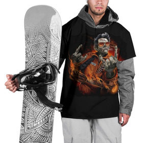 Накидка на куртку 3D с принтом Адский гитарист в Кировске, 100% полиэстер |  | Тематика изображения на принте: гитара | гитарист | музыка | музыкант