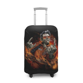 Чехол для чемодана 3D с принтом Адский гитарист в Кировске, 86% полиэфир, 14% спандекс | двустороннее нанесение принта, прорези для ручек и колес | гитара | гитарист | музыка | музыкант