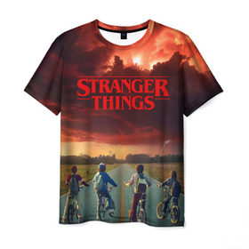 Мужская футболка 3D с принтом Stranger Things в Кировске, 100% полиэфир | прямой крой, круглый вырез горловины, длина до линии бедер | stranger things | очень странные дела