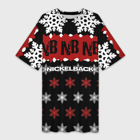 Платье-футболка 3D с принтом Праздничный Nickelback в Кировске,  |  | nickelback | дэниел адэр | майк крюгер | никелбек | никл бек | новогодний | новый год | райан пик | рождество | чед крюгер