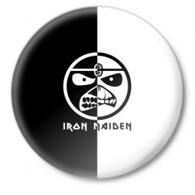 Значок с принтом Iron Maiden в Кировске,  металл | круглая форма, металлическая застежка в виде булавки | Тематика изображения на принте: 