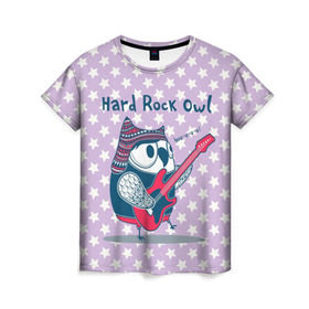 Женская футболка 3D с принтом Hard rock owl в Кировске, 100% полиэфир ( синтетическое хлопкоподобное полотно) | прямой крой, круглый вырез горловины, длина до линии бедер | гитара | гитарист | музыка | музыкант