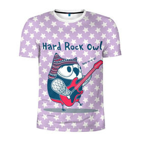Мужская футболка 3D спортивная с принтом Hard rock owl в Кировске, 100% полиэстер с улучшенными характеристиками | приталенный силуэт, круглая горловина, широкие плечи, сужается к линии бедра | гитара | гитарист | музыка | музыкант