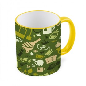 Кружка 3D с принтом Tea pattern в Кировске, керамика | ёмкость 330 мл | bombing | pattern | tea | бомбинг | листья | напиток | текстуры | узор | чай