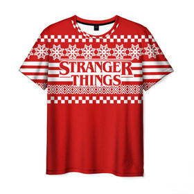 Мужская футболка 3D с принтом Свитер Stranger Things в Кировске, 100% полиэфир | прямой крой, круглый вырез горловины, длина до линии бедер | stranger things | новогодний | очень странные дела | праздничный | рождество | свитер