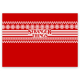 Поздравительная открытка с принтом Свитер Stranger Things в Кировске, 100% бумага | плотность бумаги 280 г/м2, матовая, на обратной стороне линовка и место для марки
 | stranger things | новогодний | очень странные дела | праздничный | рождество | свитер