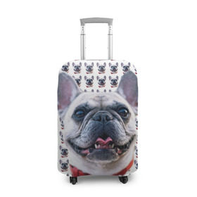 Чехол для чемодана 3D с принтом Французский бульдог в Кировске, 86% полиэфир, 14% спандекс | двустороннее нанесение принта, прорези для ручек и колес | Тематика изображения на принте: бульдог | бульдожка | пес | песик | собака | французский бульдог