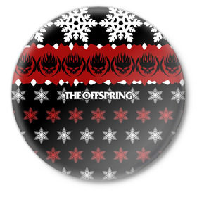 Значок с принтом Праздничный The Offspring в Кировске,  металл | круглая форма, металлическая застежка в виде булавки | the offspring | офспринг | оффспринг | рок