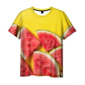 Мужская футболка 3D с принтом арбуз в Кировске, 100% полиэфир | прямой крой, круглый вырез горловины, длина до линии бедер | Тематика изображения на принте: berry | food | fruit | health | rest | summer | vegan | vegetarianism | vitamins | watermelon | арбуз | веган | вегетарианство | витамины | еда | здоровье | лето | отдых | фрукты | ягода