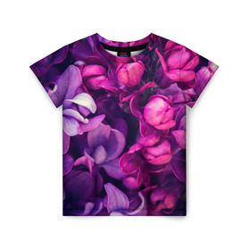 Детская футболка 3D с принтом цветы в Кировске, 100% гипоаллергенный полиэфир | прямой крой, круглый вырез горловины, длина до линии бедер, чуть спущенное плечо, ткань немного тянется | botany | bouquet | flowers | fuchsia | leaves | magnolia | peony | pink | vintage | ботаника | букет | винтаж | листья | магнолия | пион | розовый | фуксия | цветы