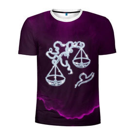 Мужская футболка 3D спортивная с принтом Весы в Кировске, 100% полиэстер с улучшенными характеристиками | приталенный силуэт, круглая горловина, широкие плечи, сужается к линии бедра | весы | звезды | знаки зодиака | космос | созвездие